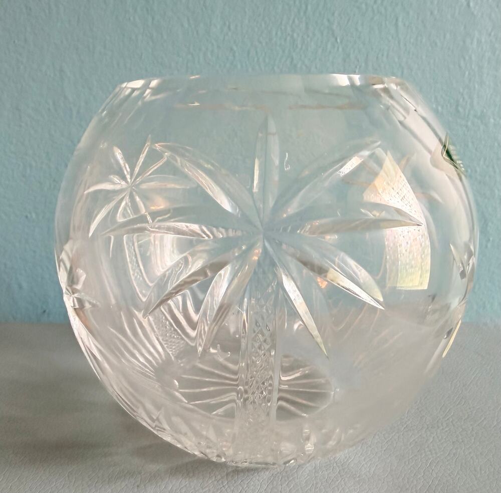 Shannon Crystal South Beach Palm Bowl Discontinued Rose Bowl Palm Tree Cut
